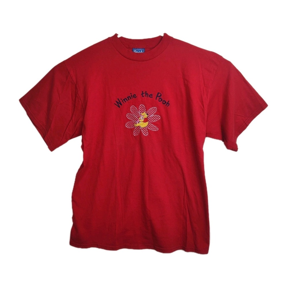 Pooh Brand Winnie-the-Pooh T-Shirt Women's XL Red Embroidered Pooh, Piglet‎